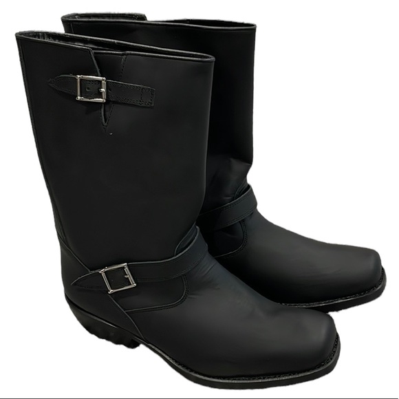 John Cooper Biker western cowboy black Genuine Leather Motorcycle Boots Spain - Picture 2 of 14